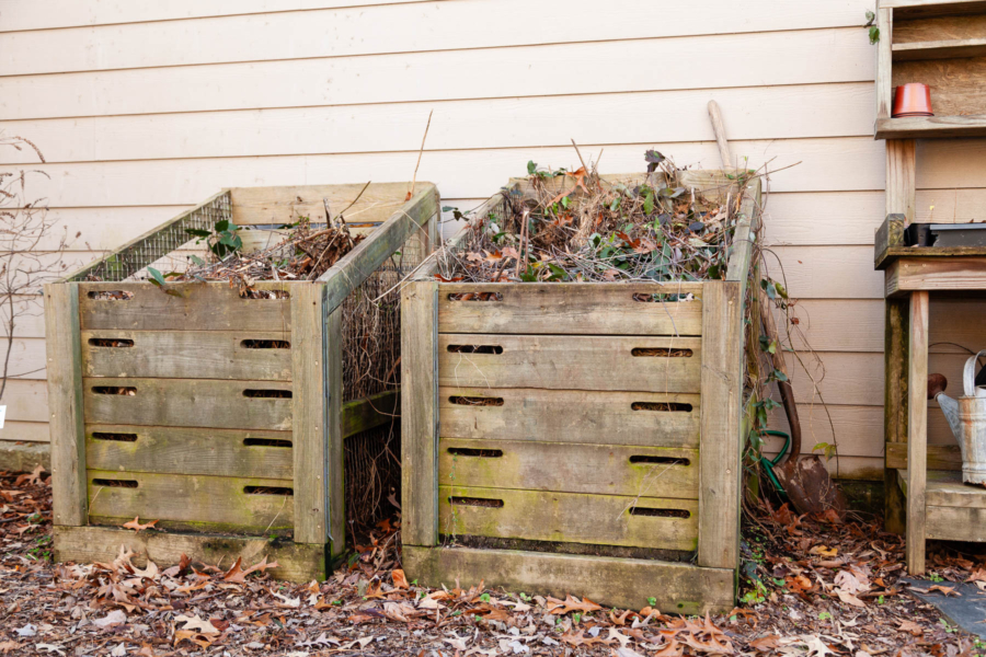 Compost bins are seen at the Virginia Living Museum in Newport News, Va.