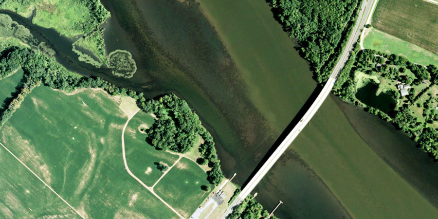 Aerial image of the Rappahannock River made at an altitude of 13,200 feet.